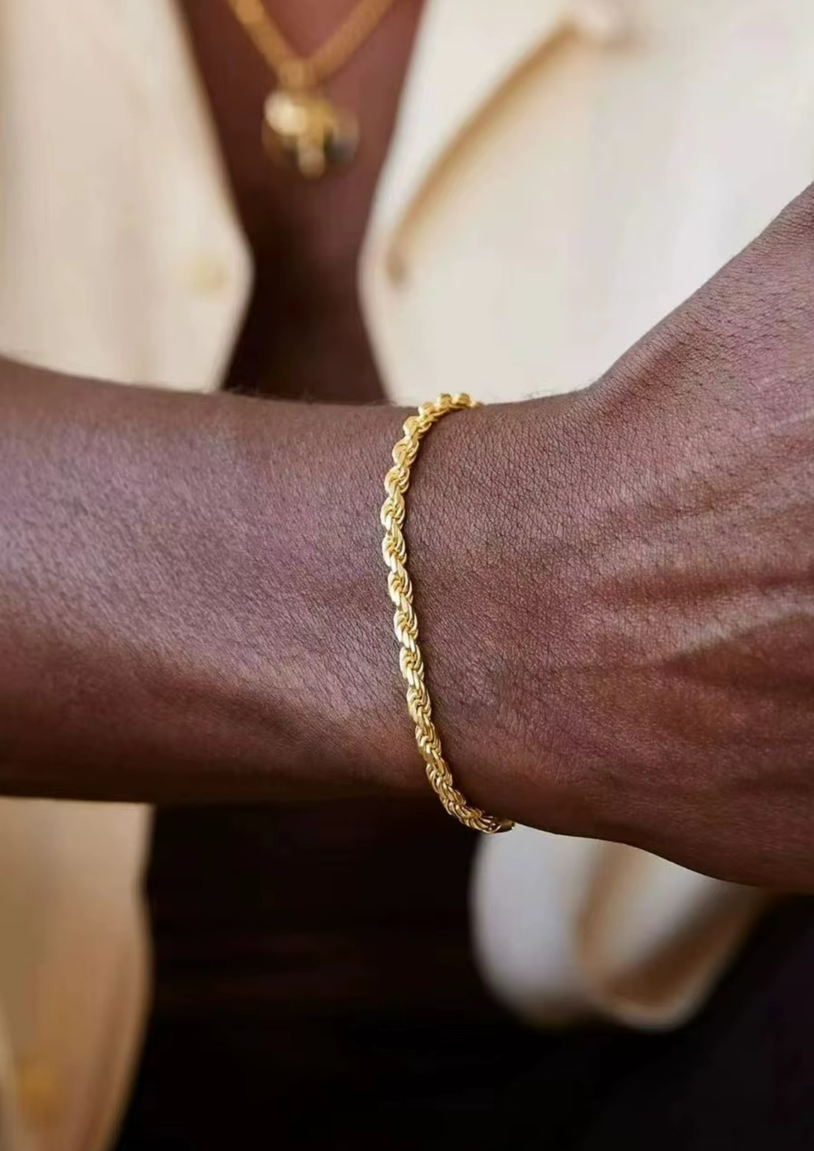 Pulseira Masculina Dourada de Aço Astron