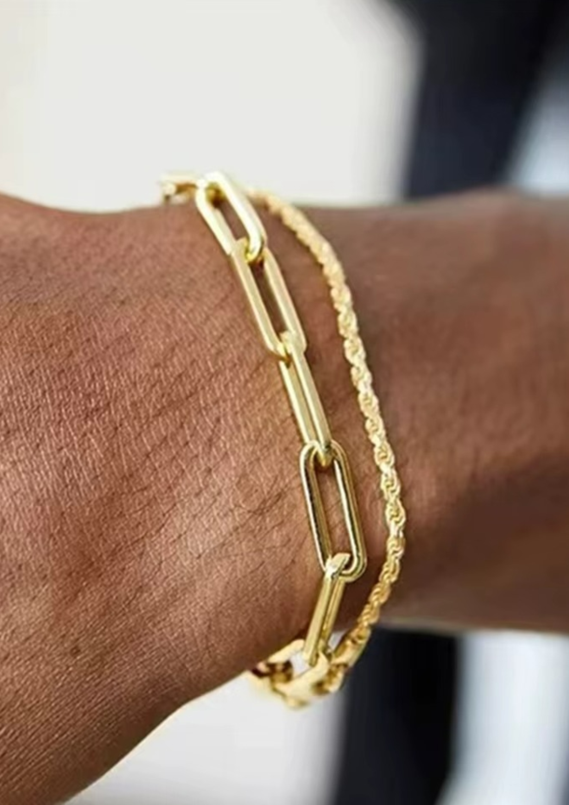 Pulseira Masculina Dourada Dupla de Aço Michigan