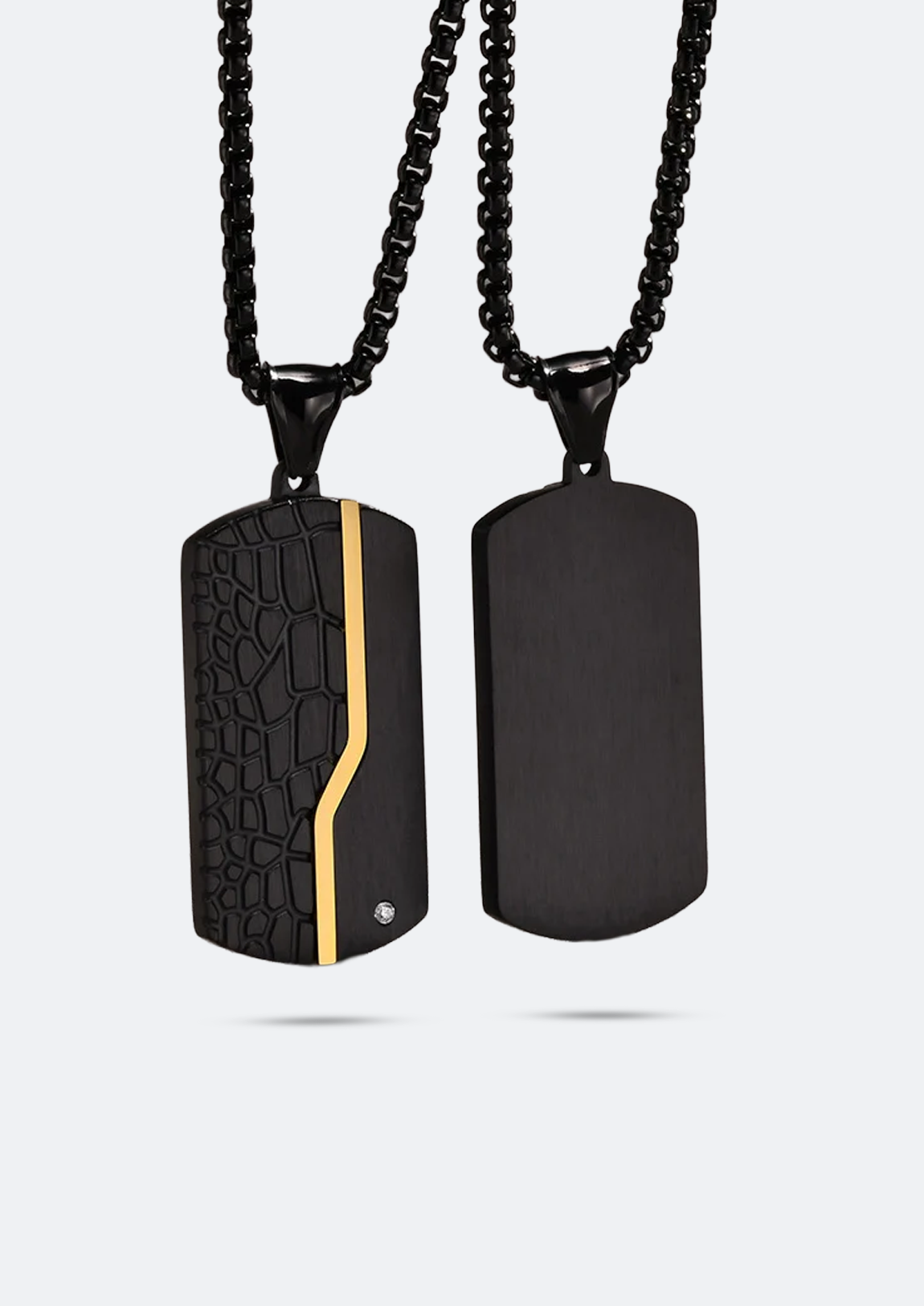 Colar Masculino Fisher Preto de Aço com Pingente