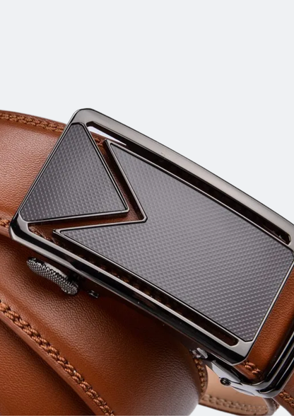 Cinto Masculino Martin de Couro com Fivela Automática Marrom