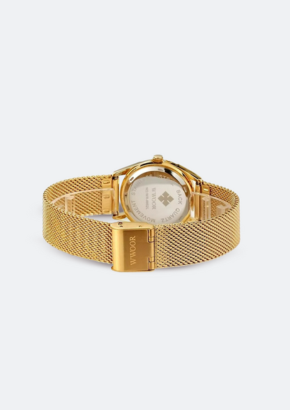 Relógio Feminino WWOOR 8852 Dourado de Aço
