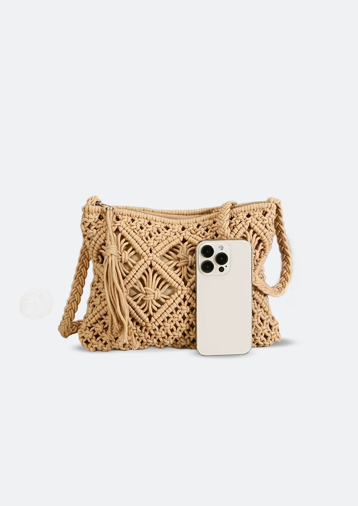 Bolsa Feminina Lamia de Crochê Cáqui