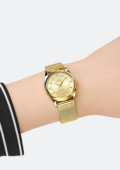 Relógio Feminino WWOOR 8852 Dourado de Aço