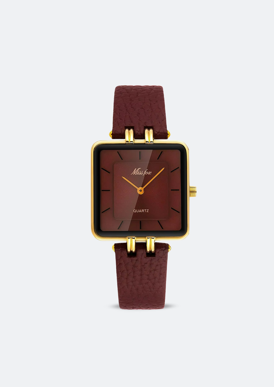 Relógio Feminino Mix Fox Vermelho Quadrado de Couro