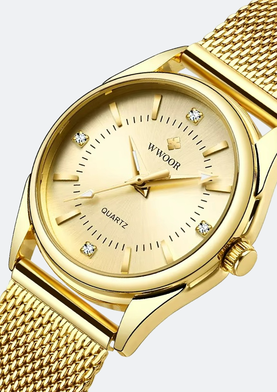 Relógio Feminino WWOOR 8852 Dourado de Aço