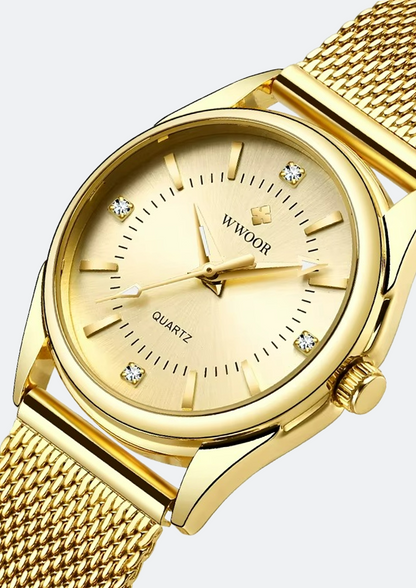 Relógio Feminino WWOOR 8852 Dourado de Aço