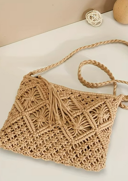 Bolsa Feminina Lamia de Crochê Cáqui