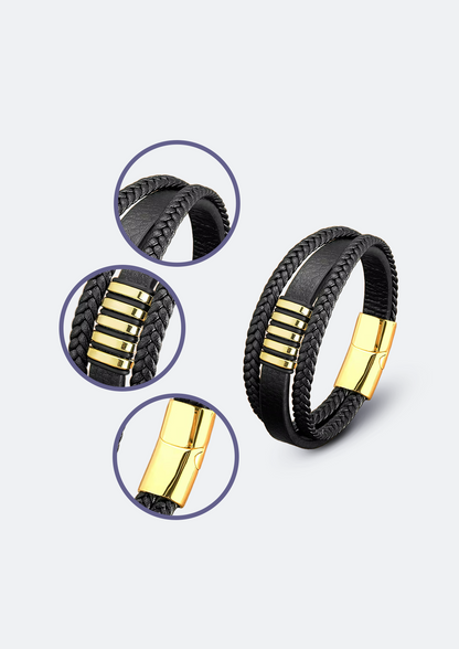 Pulseira Masculina de Couro Slot