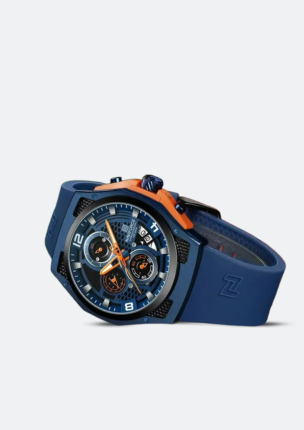 Relógio Masculino Navi Force NF8051T Azul Pulseira de Silicone