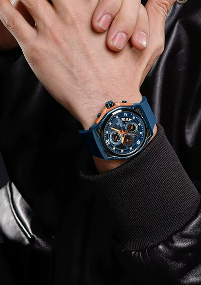 Relógio Masculino Navi Force NF8051T Azul Pulseira de Silicone