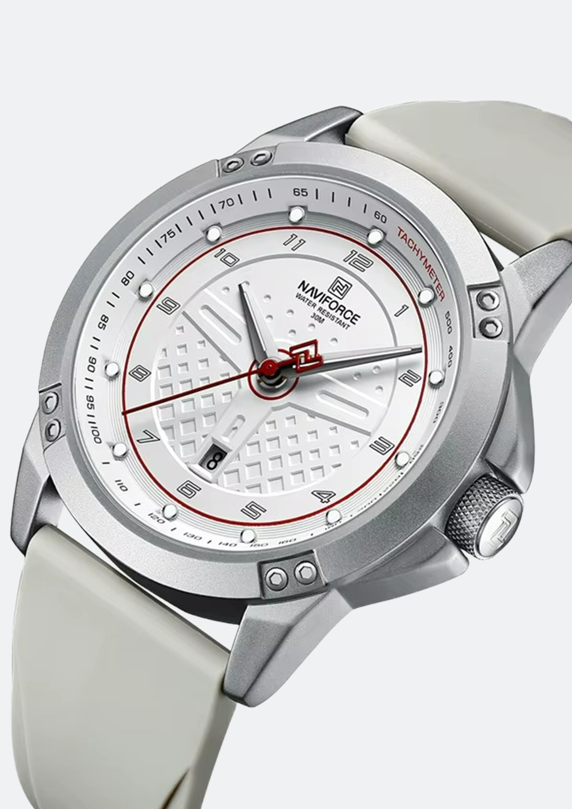 Relógio Masculino Navi Force NF8031 Branco Pulseira de Silicone