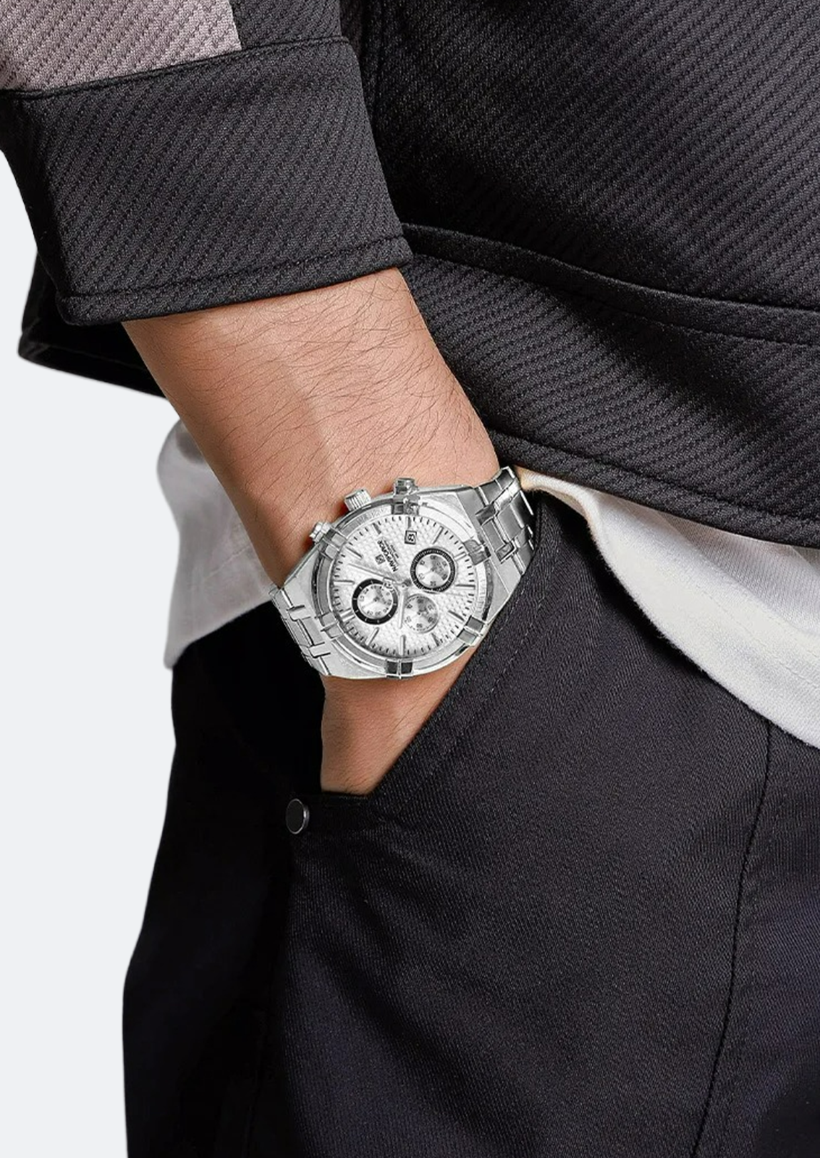 Relógio Masculino Navi Force NF8042 Prata de Aço