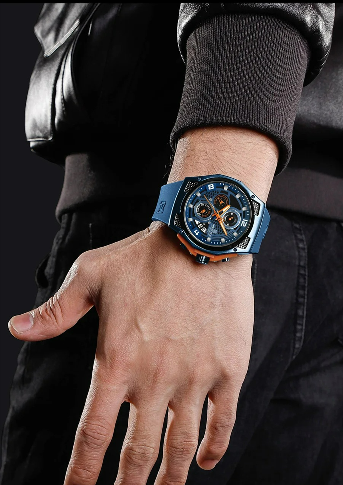 Relógio Masculino Navi Force NF8051T Azul Pulseira de Silicone