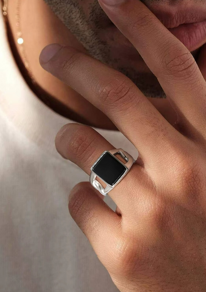 Anel Masculino Leeds Quadrado de Aço Inoxidável