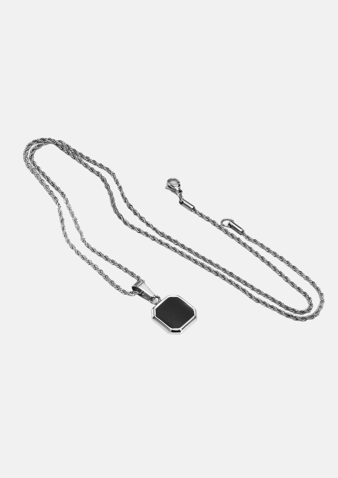 Colar Masculino Stevan de Aço com Pingente Quadrado