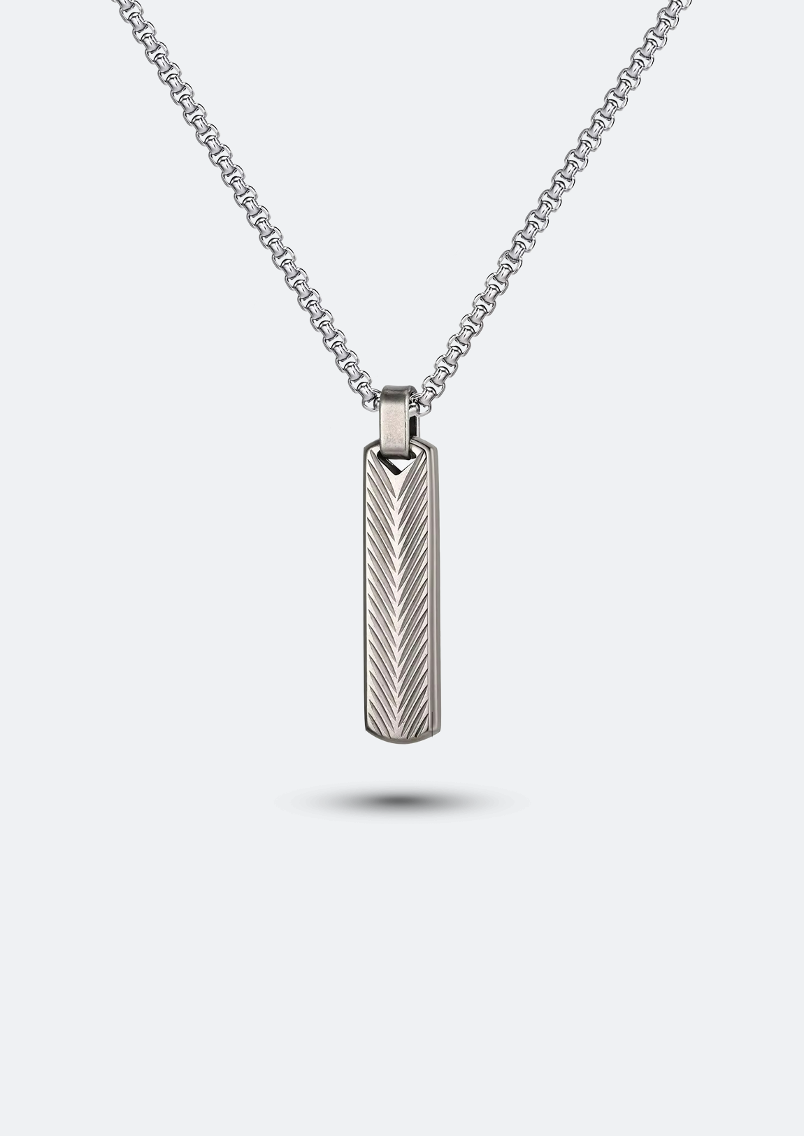 Colar Masculino Leroy de Aço com Pingente em Barra