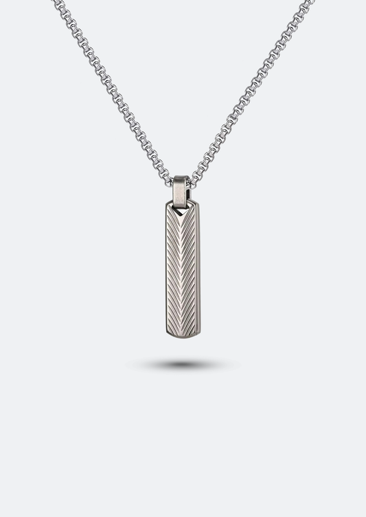 Colar Masculino Leroy de Aço com Pingente em Barra