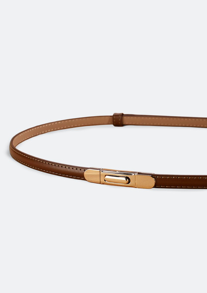 Cinto Feminino Tasssel Fino de Couro Marrom