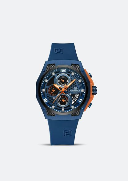 Relógio Masculino Navi Force NF8051T Azul Pulseira de Silicone