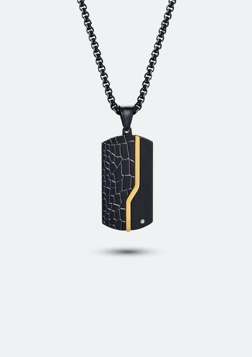 Colar Masculino Fisher Preto de Aço com Pingente