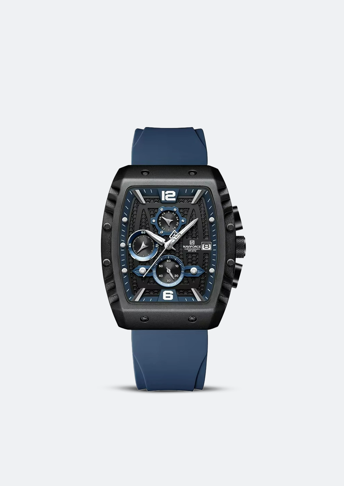 Relógio Masculino Navi Force NF8025 Azul Pulseira de Silicone