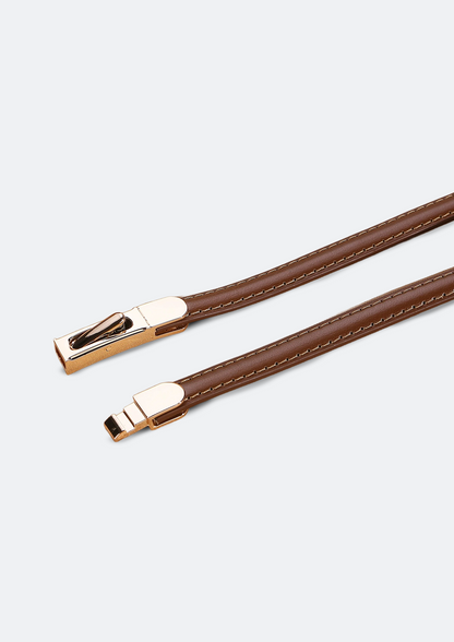 Cinto Feminino Tasssel Fino de Couro Marrom