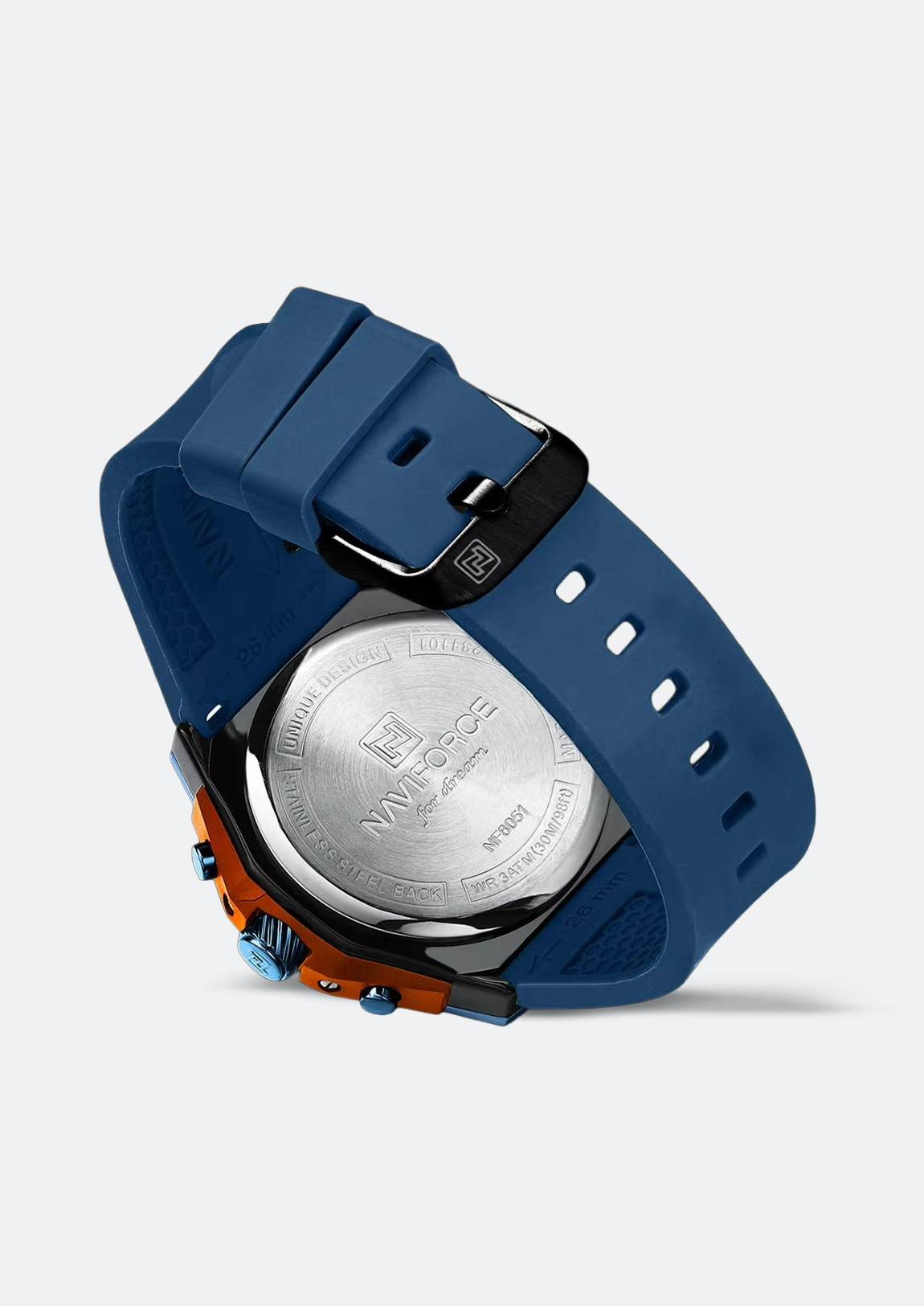 Relógio Masculino Navi Force NF8051T Azul Pulseira de Silicone