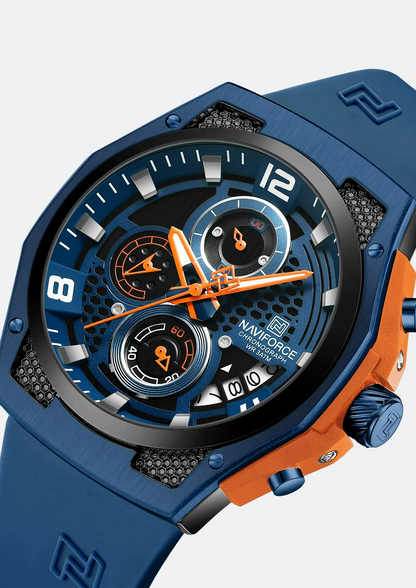 Relógio Masculino Navi Force NF8051T Azul Pulseira de Silicone