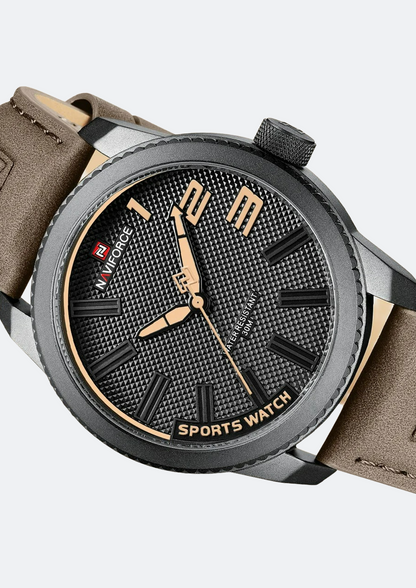 Relógio Masculino Navi Force NF9202L Preto Pulseira de Couro