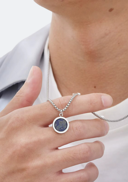 Colar Masculino Mellen de Aço com Pingente Redondo