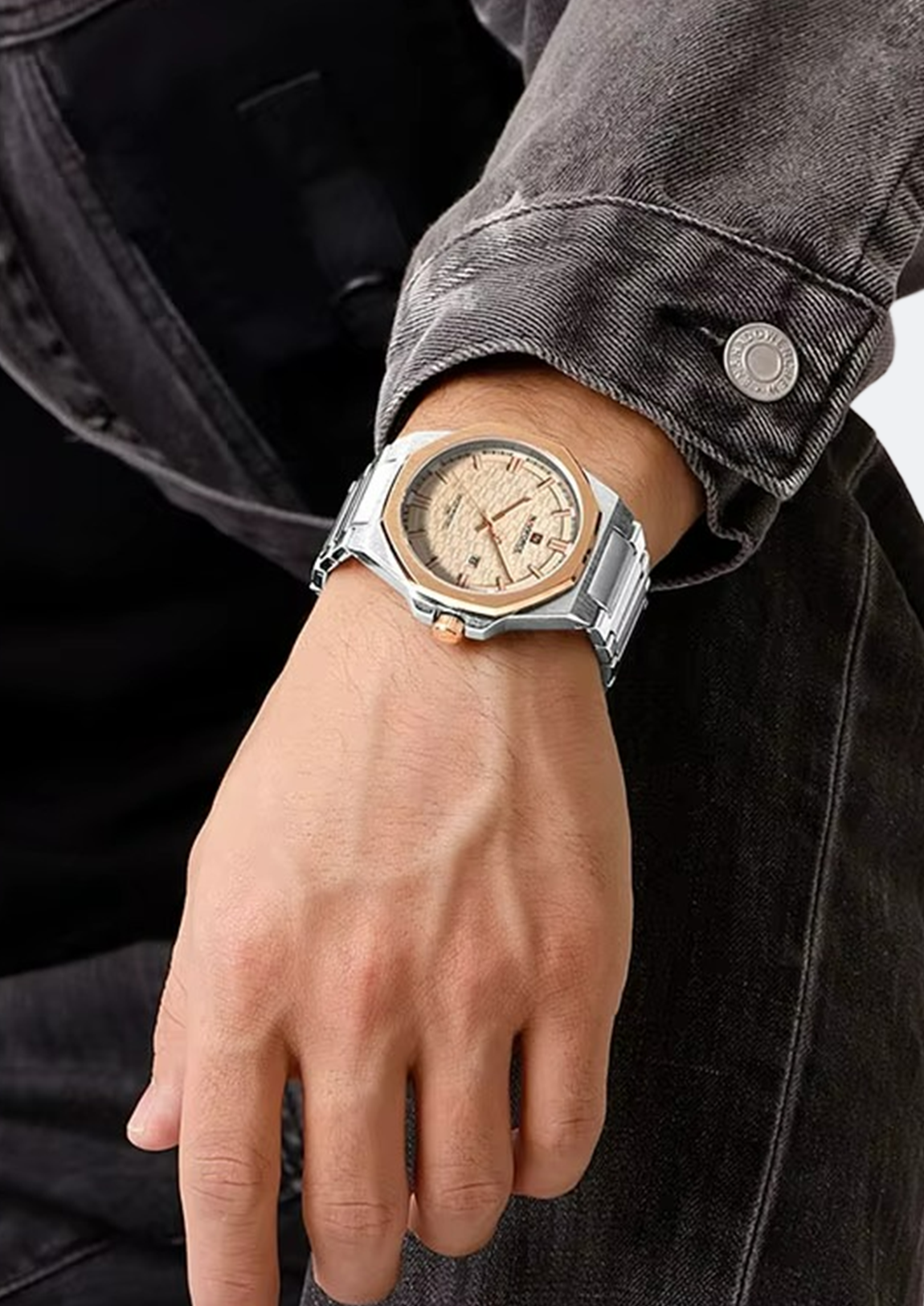 Relógio Masculino Navi Force NF9245 Dourado de Aço