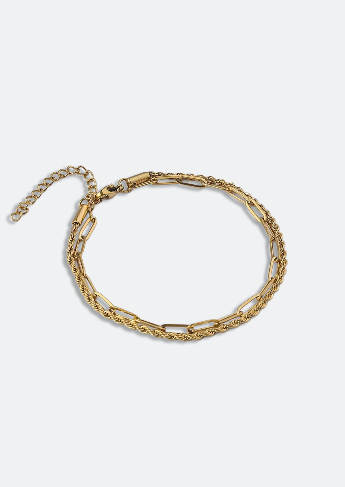 Pulseira Masculina Dourada Dupla de Aço Michigan