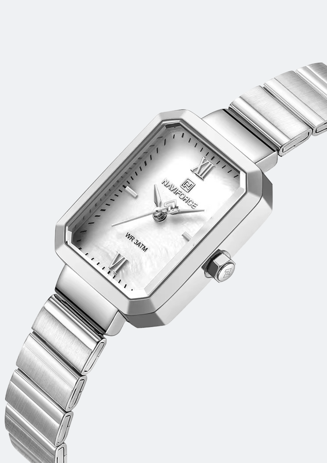 Relógio Feminino Navi Force NF5050 Retangular Prata de Aço