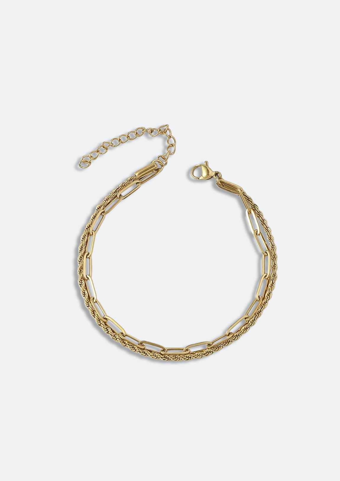 Pulseira Masculina Dourada Dupla de Aço Michigan