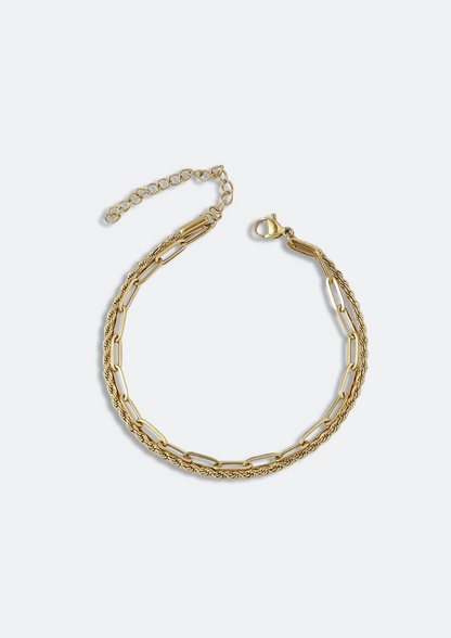 Pulseira Masculina Dourada Dupla de Aço Michigan