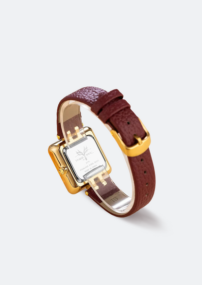 Relógio Feminino Mix Fox Vermelho Quadrado de Couro