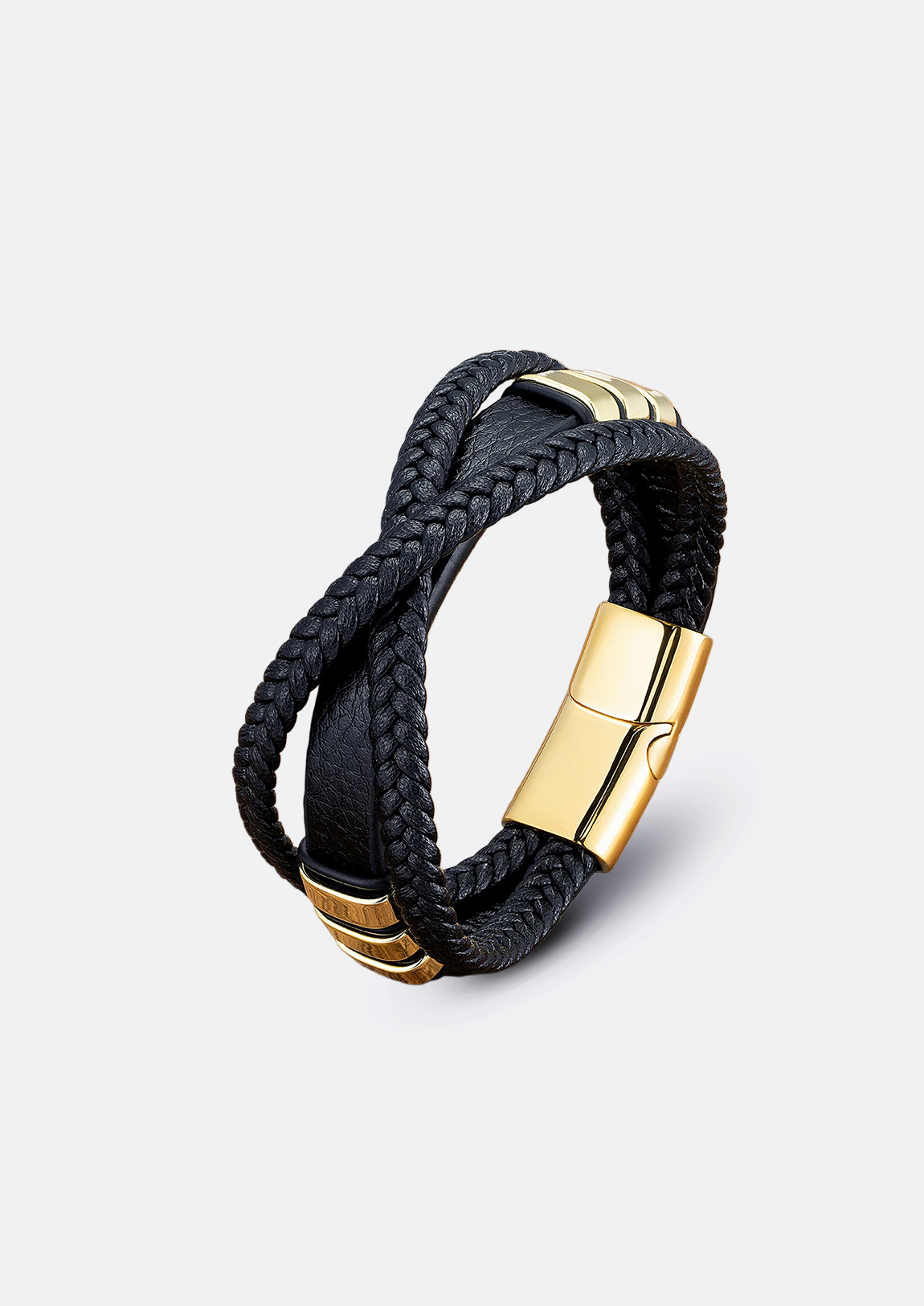 Pulseira Masculina de Couro com Pedra Natural Reggie