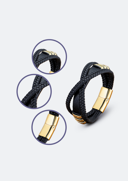 Pulseira Masculina de Couro com Pedra Natural Reggie