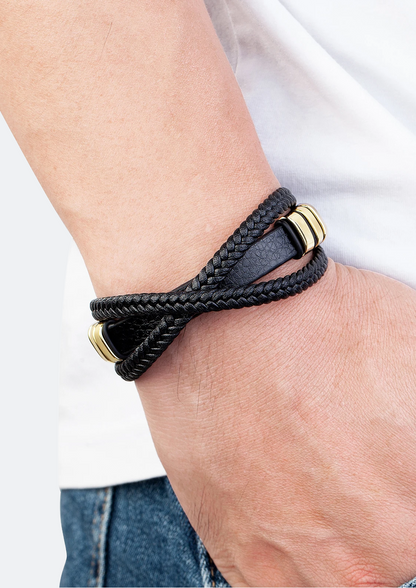 Pulseira Masculina de Couro com Pedra Natural Reggie