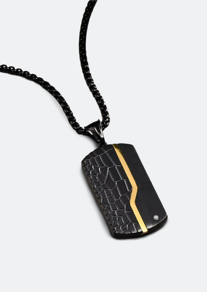 Colar Masculino Fisher Preto de Aço com Pingente